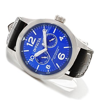 invicta specialty military multi function blue dial black leather men's watch 10490 invicta specialty military multi function blue dial black leather men's watch 10490