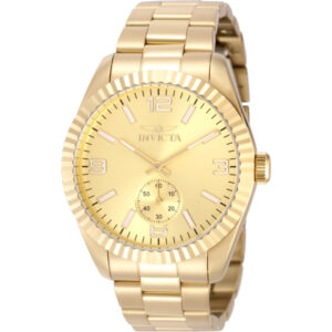 invicta specialty quartz gold dial men's watch 49391