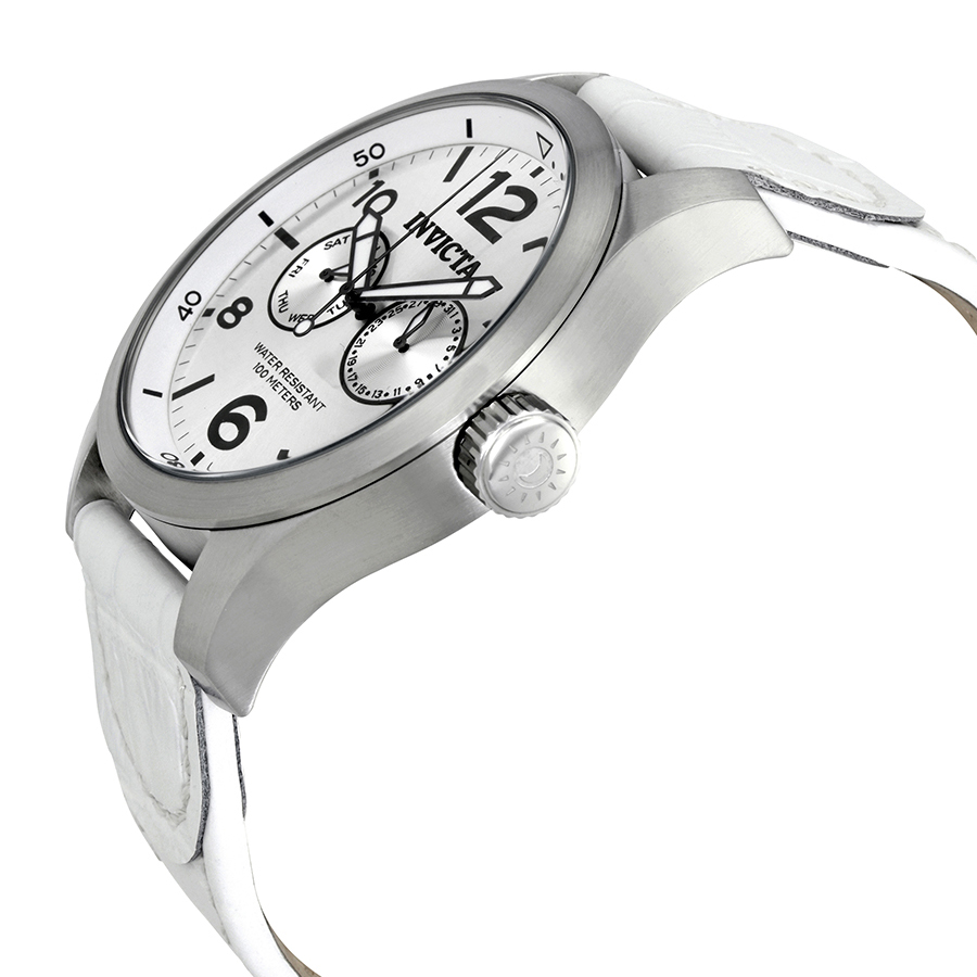 invicta specialty silver dial white leather men's watch 12170 invicta specialty silver dial white leather men's watch 12170