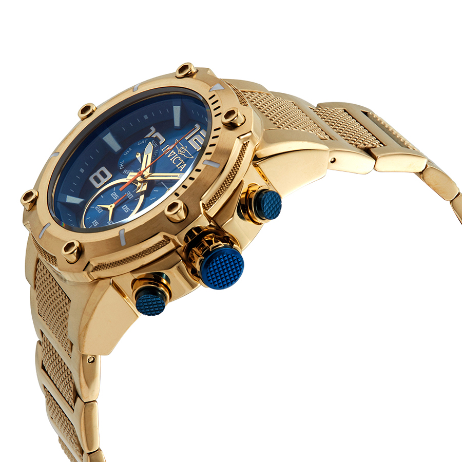invicta speedway chronograph blue dial gold ion plated men's watch 19532 invicta speedway chronograph blue dial gold ion plated men's watch 19532