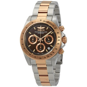 Home invicta speedway chronograph brown dial two tone men's watch 17029