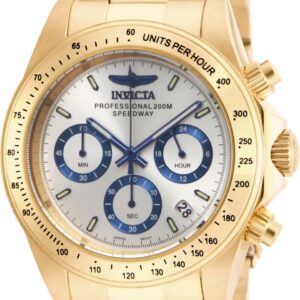 Home invicta speedway chronograph silver dial yellow gold plated men's watch 17312