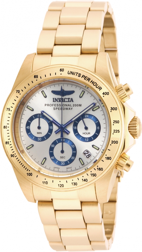 invicta speedway chronograph silver dial yellow gold plated men's watch 17312 invicta speedway chronograph silver dial yellow gold plated men's watch 17312