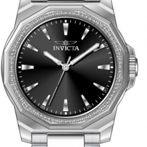 Home invicta speedway quartz crystal black dial ladies watch 49111