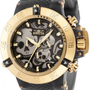 invicta subaqua chronograph quartz black dial skull men's watch 37327