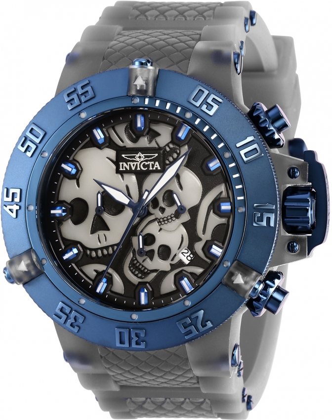 invicta subaqua chronograph quartz black dial skull men's watch 37329 invicta subaqua chronograph quartz black dial skull men's watch 37329