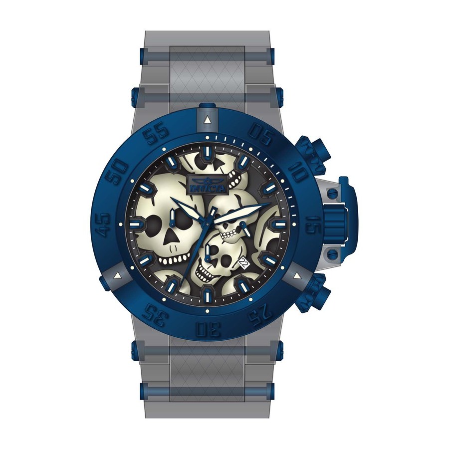 invicta subaqua chronograph quartz black dial skull men's watch 37329 invicta subaqua chronograph quartz black dial skull men's watch 37329