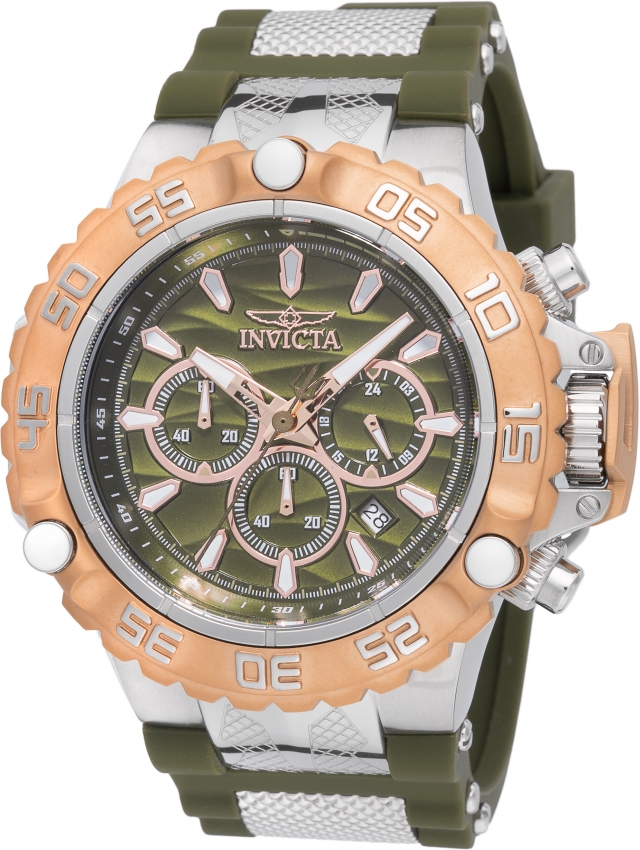 invicta subaqua gmt chronograph olive green and rose gold dial men's watch 48555 invicta subaqua gmt chronograph olive green and rose gold dial men's watch 48555