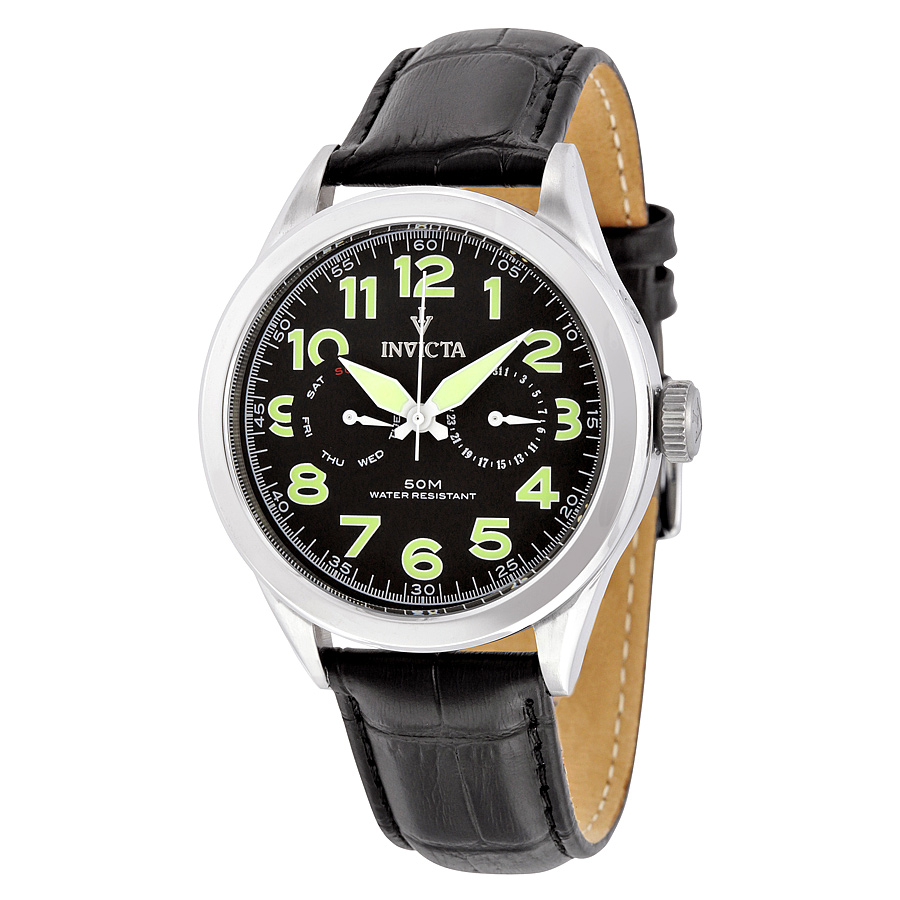 invicta vintage black dial black leather men's watch 11741 invicta vintage black dial black leather men's watch 11741