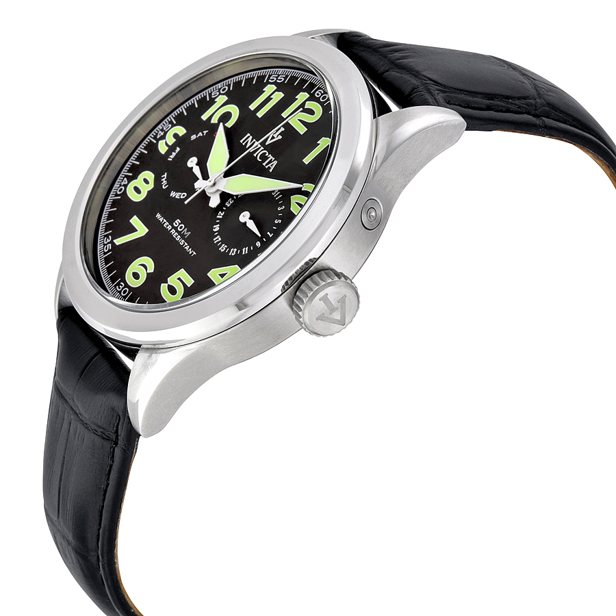 invicta vintage black dial black leather men's watch 11741 invicta vintage black dial black leather men's watch 11741