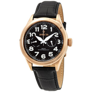 Home invicta vintage black dial black leather men's watch 11742
