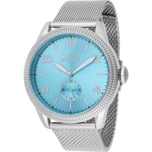 invicta vintage quartz light blue dial men's watch 48914