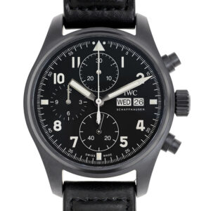 iwc pilot chronograph tribute to 3705 automatic black dial men's watch iw387905