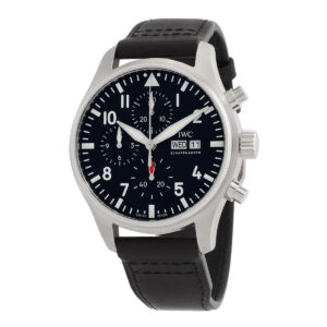 iwc pilots chronograph automatic black dial men's watch iw378001