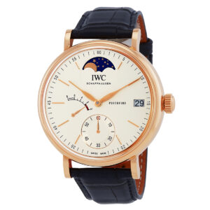 iwc portofino hand wind moon phase silver dial men's watch iw516409