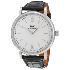 Home iwc portofino silver dial 8 day power reserve black leather men's watch 5111 02