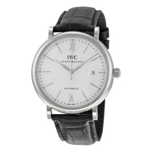 Home iwc portofino automatic silver dial black leather men's watch 3565 01
