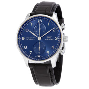 iwc portuguese chronograph automatic blue dial men's watch iw371606