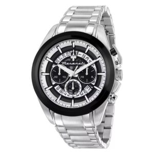 maserati traguardo chronograph quartz black dial men's watch r8873612059