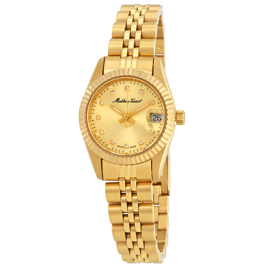 mathey tissot mathey ii quartz crystal gold dial ladies watch d710pdi mathey tissot mathey ii quartz crystal gold dial ladies watch d710pdi
