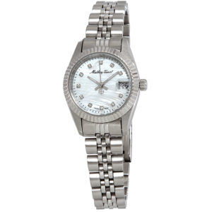 mathey tissot mathey ii quartz crystal white mother of pearl dial ladies watch d710ai