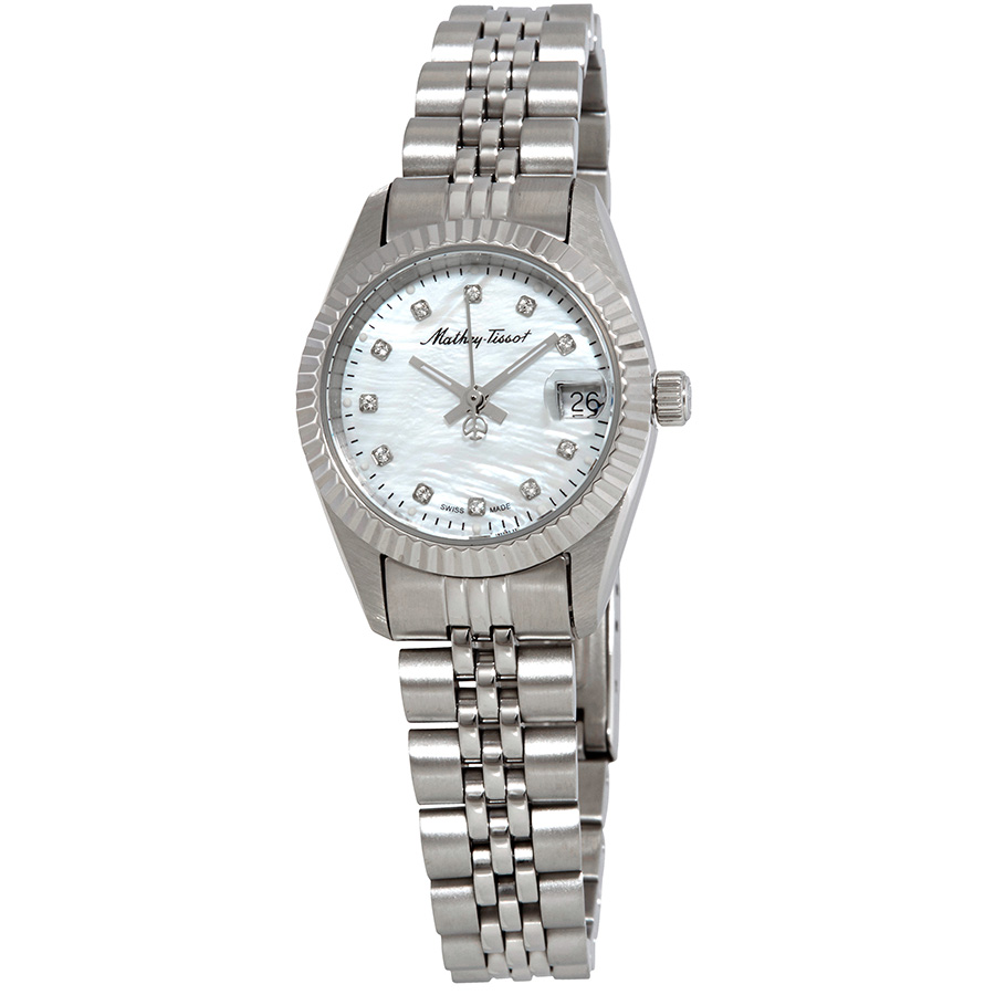 mathey tissot mathey ii quartz crystal white mother of pearl dial ladies watch d710ai mathey tissot mathey ii quartz crystal white mother of pearl dial ladies watch d710ai