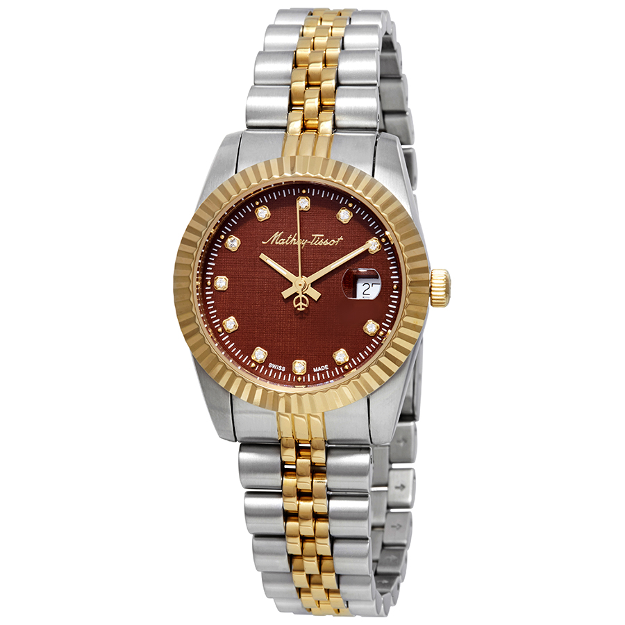 mathey tissot rolly iii crystal brown dial ladies watch d810bm mathey tissot rolly iii crystal brown dial ladies watch d810bm
