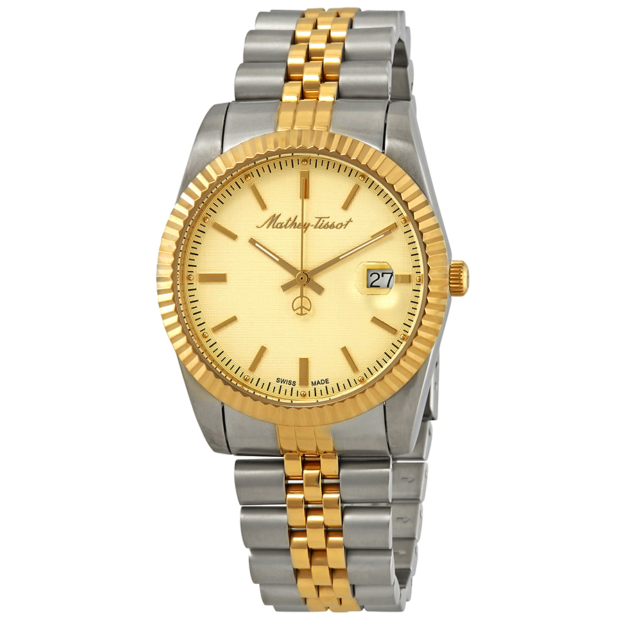 mathey tissot mathey iii quartz gold dial two tone men's watch h810bdi mathey tissot mathey iii quartz gold dial two tone men's watch h810bdi