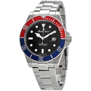 mathey tissot mathey vintage quartz black dial pepsi bezel men's watch h9010ar