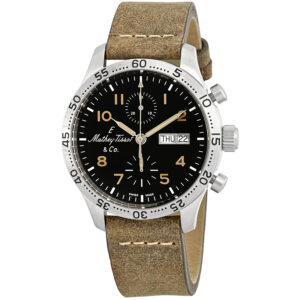 mathey tissot type 21 chrono automatic chronograph black dial men's watch h1821chatlno