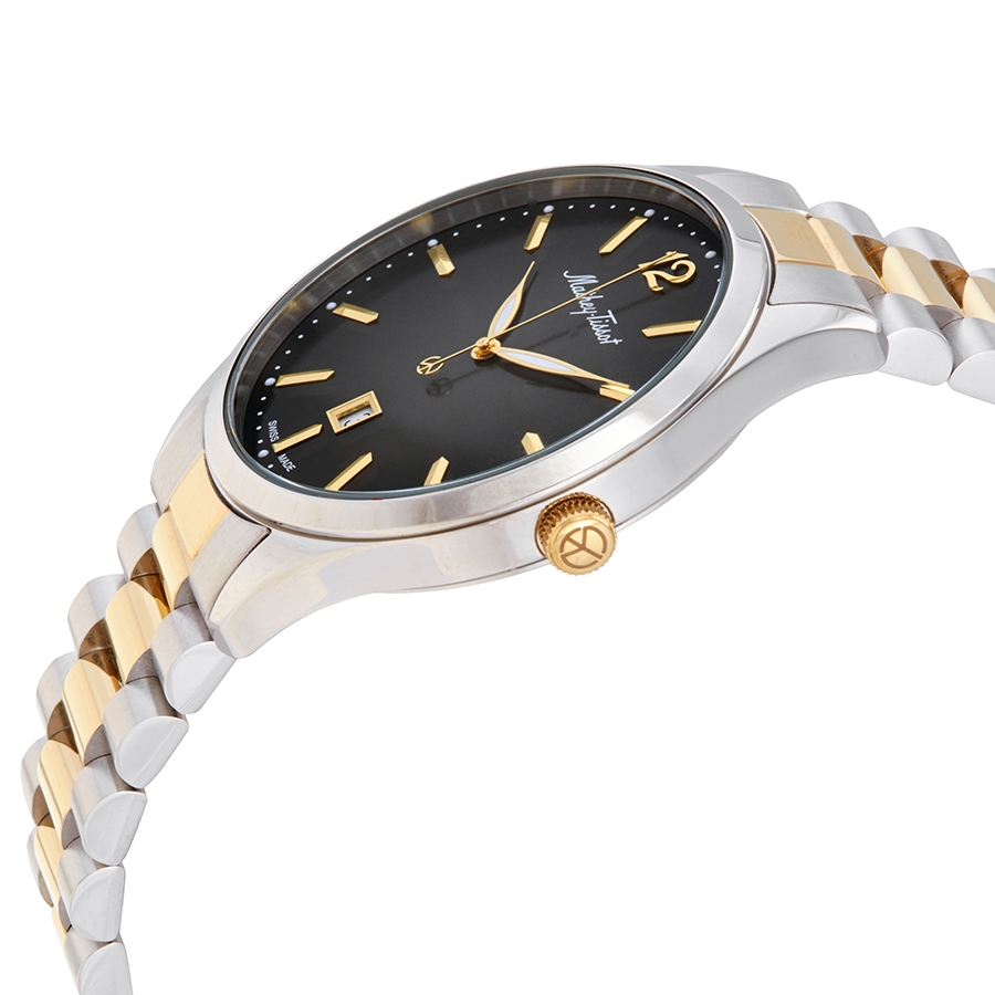 mathey tissot urban quartz black dial two tone men's watch h411mbn mathey tissot urban quartz black dial two tone men's watch h411mbn