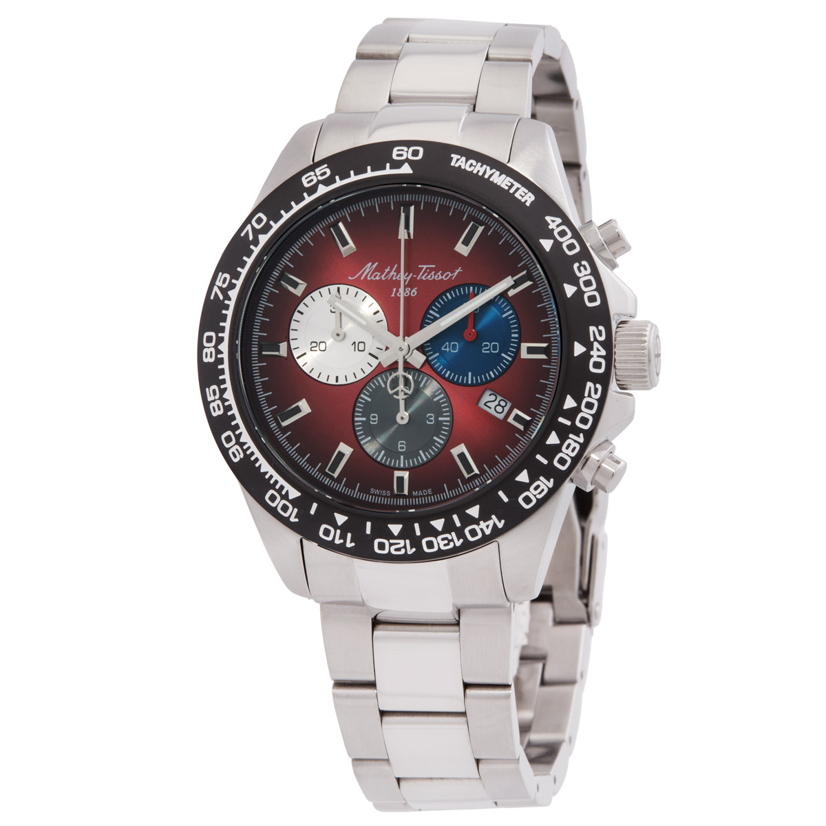 mathey tissot chrono ii chronograph quartz red dial men's watch h938char mathey tissot chrono ii chronograph quartz red dial men's watch h938char