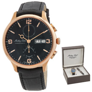 Home mathey tissot edmond chrono automatic chronograph black dial men's watch h1886chatpn