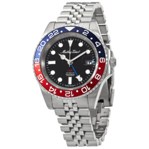 mathey tissot gmt automatic black dial pepsi bezel men's watch h903atar