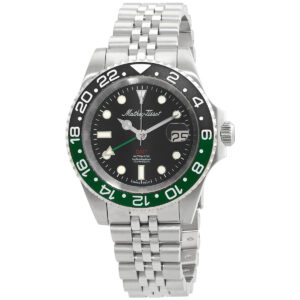 mathey tissot gmt automatic black dial sprite bezel men's watch h903atnv