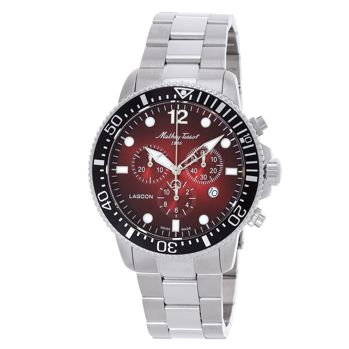 mathey tissot lagoon chronograph quartz red dial men's watch h123char mathey tissot lagoon chronograph quartz red dial men's watch h123char