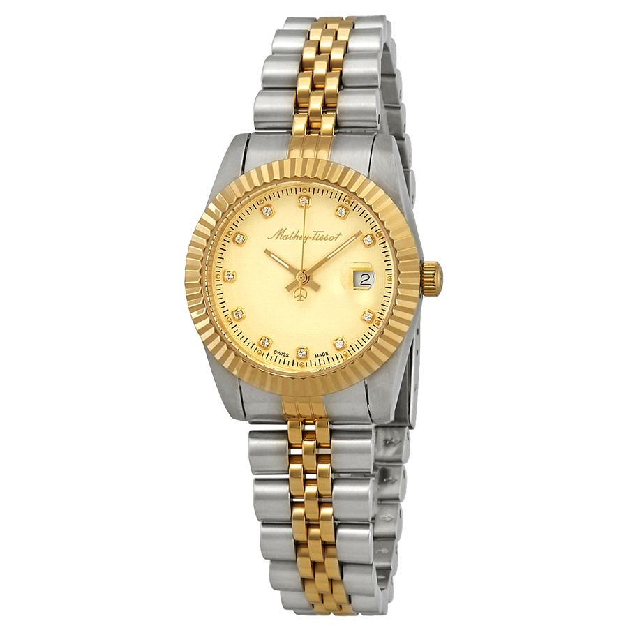 mathey tissot mathey iii quartz crystal gold dial ladies watch d810bdi mathey tissot mathey iii quartz crystal gold dial ladies watch d810bdi
