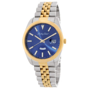 mathey tissot mathy day date quartz blue dial men's watch h510bbu
