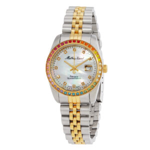 mathey tissot mathy rainbow quartz white dial ladies watch d809bqyi