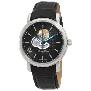 mathey tissot skeleton automatic black dial men's watch h7053an