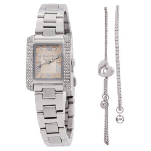 Витрина michael kors emery quartz pink dial ladies watch and bracelets gift set mk7514set
