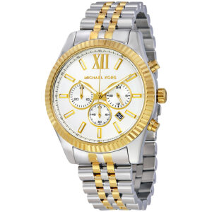 michael kors lexington chronograph white dial men's watch mk8344