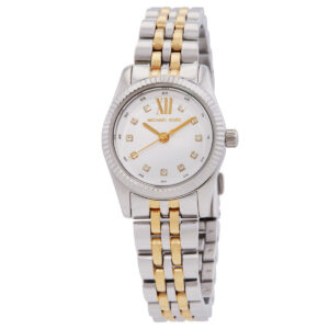 michael kors lexington quartz crystal white dial two tone ladies watch mk4740