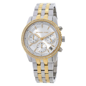 michael kors mini bryant chronograph quartz silver dial ladies watch mk7532
