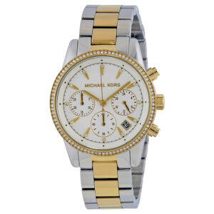michael kors ritz chronograph crystal white dial ladies watch mk6474