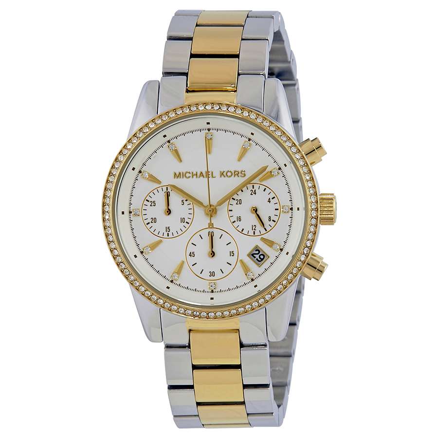 michael kors ritz chronograph crystal white dial ladies watch mk6474 michael kors ritz chronograph crystal white dial ladies watch mk6474