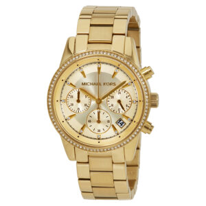 michael kors ritz chronograph gold dial ladies watch mk6356