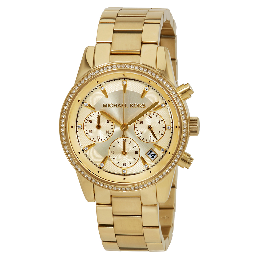 michael kors ritz chronograph gold dial ladies watch mk6356 michael kors ritz chronograph gold dial ladies watch mk6356