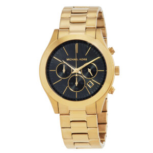 michael kors runway chronograph quartz black dial men's watch mk1076set