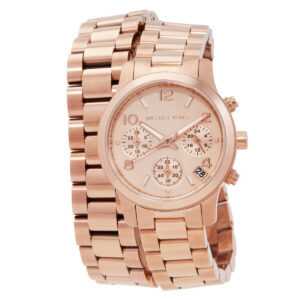 michael kors runway chronograph quartz rose gold dial ladies watch mk7453